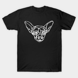 Lineart White Outline Chihuahua Little Dog T-Shirt